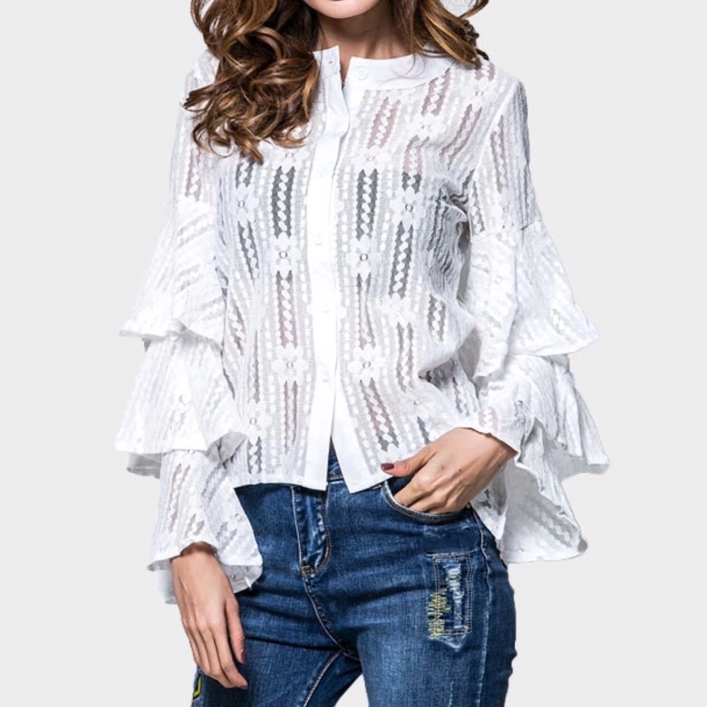 White Lace Blouse | Medium
